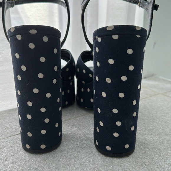 Saint Laurent Bianca Polka Dot Sandals in Navy - Picture 9 of 9